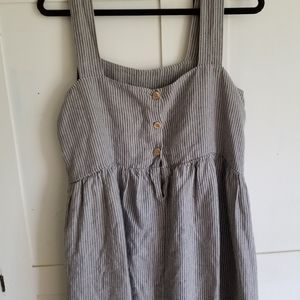 Linenfox Linen Fox Dress Gray Stripe Cottage